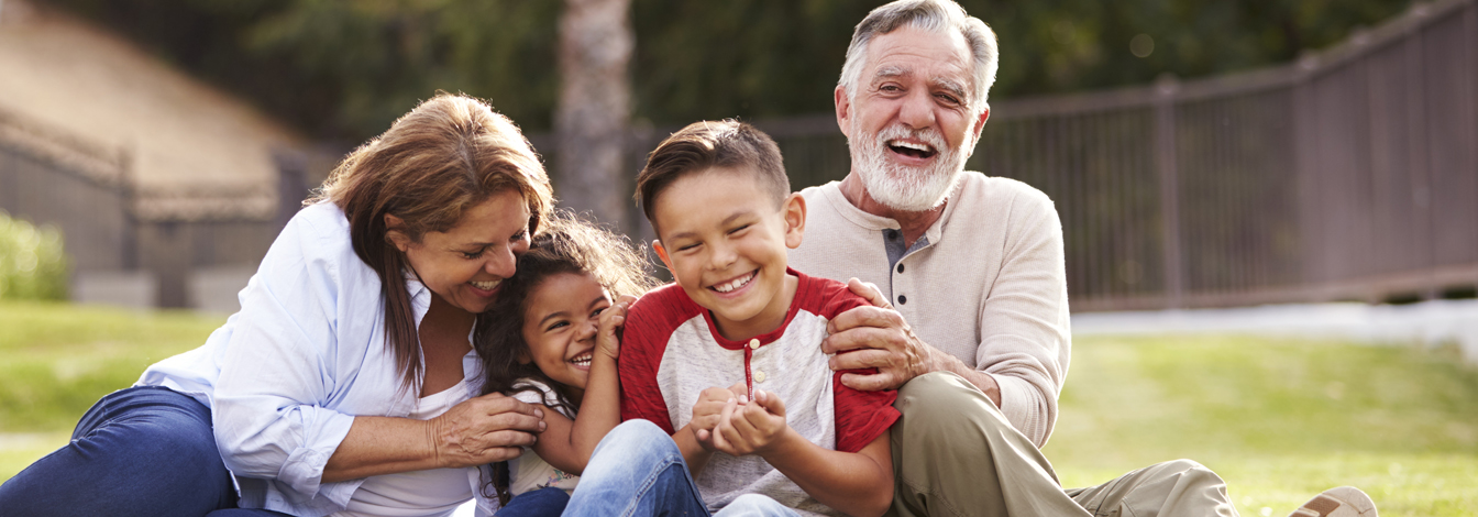 Family having fun together outside.