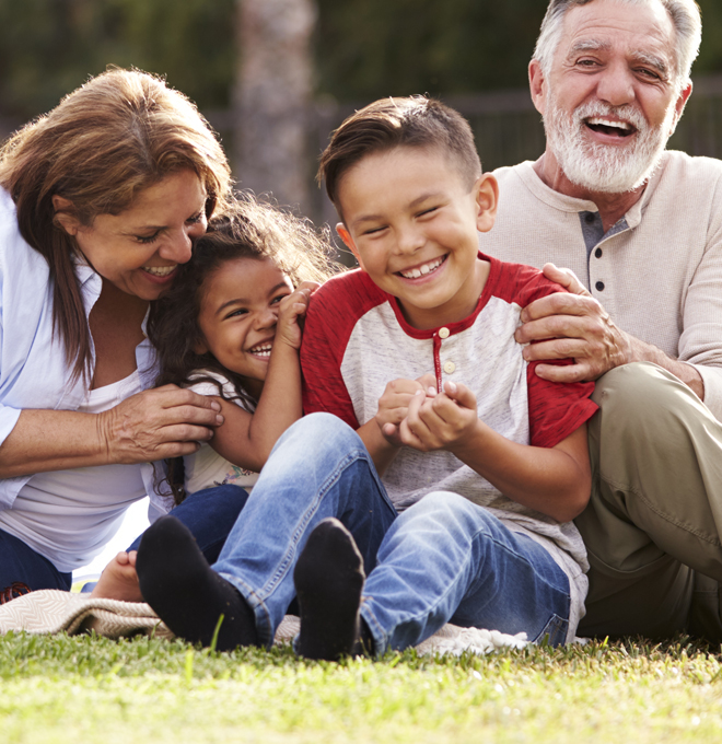 Family having fun together outside.