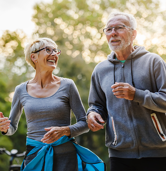 Couple enjoying a nice run outdoors.